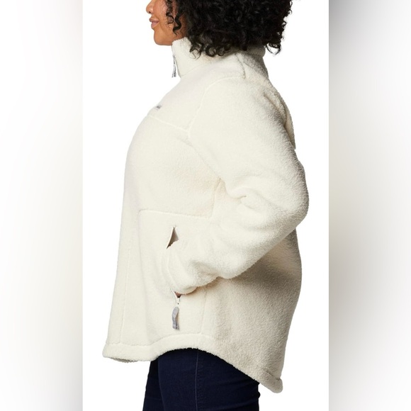 Women's Plus Sized West Bend Full Zip Sherpa Fleece Jacket - Chalk White - Picture 10 of 11